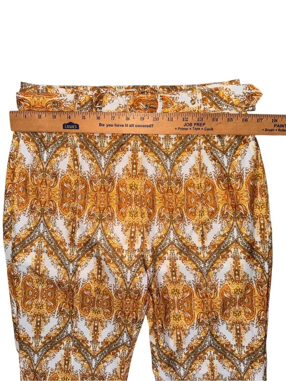 L'ATISTE Mustard & White Paisley Pant's retro flared 70's inspired festival